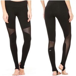 Alo Yoga Coast Black Mesh Leggings with Stirrups size L